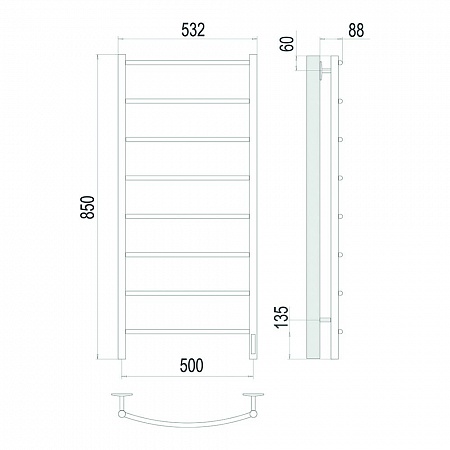 Классик П8 500х850 Электро (quick touch) Полотенцесушитель TERMINUS Сатин Озёрск - фото 4