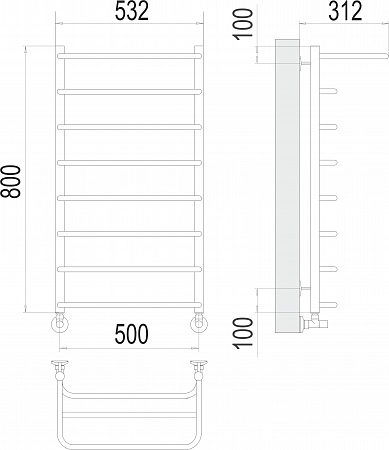 Полка П8 500х800  Полотенцесушитель  TERMINUS Озёрск - фото 3