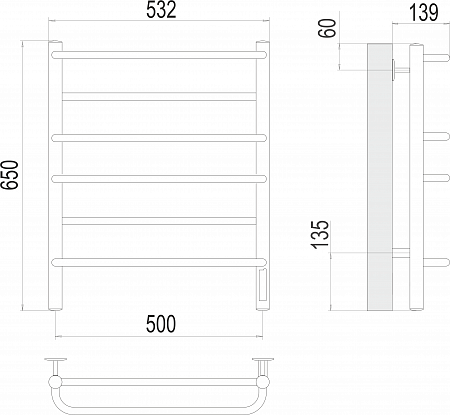 Евромикс П6 500х650 Электро (quick touch) Полотенцесушитель  TERMINUS Озёрск - фото 3