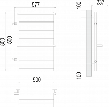 Аврора с 2-мя/п П8 500х800 бп500 слева Полотенцесушитель TERMINUS Озёрск - фото 3