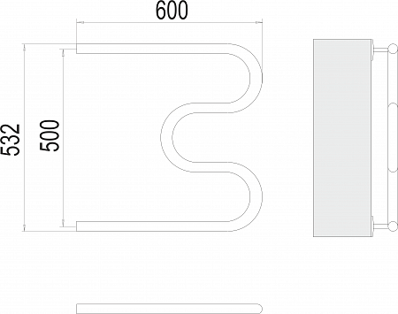 М-обр AISI 32х2 500х600 Полотенцесушитель  TERMINUS Озёрск - фото 3