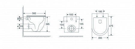 Подвесной унитаз безободковый Terminus Енисей Monolit 560х390 белый Озёрск - фото 8