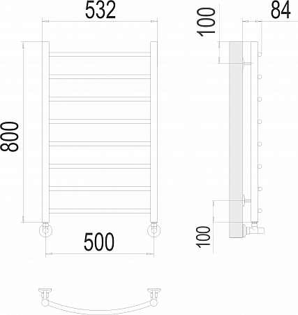 Классик П8 500х800 Полотенцесушитель  TERMINUS Озёрск - фото 3