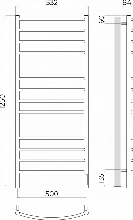 Классик П12 500х1250 Электро (quick touch) Полотенцесушитель TERMINUS Озёрск - фото 3