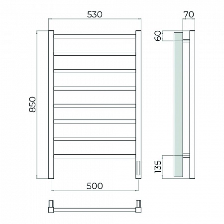 Ватикан П8 500х850 Электро Полотенцесушитель TERMINUS Брашированное золото Озёрск - фото 4