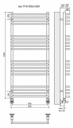 Арт П18 500х1200 Полотенцесушитель  TERMINUS Озёрск - фото 3