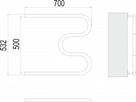 М-обр AISI 32х2 500х700 Полотенцесушитель  TERMINUS Озёрск - фото 3