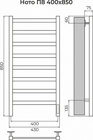 Ното П8 400х850 Электро (quick touch) Полотенцесушитель TERMINUS Озёрск - фото 3