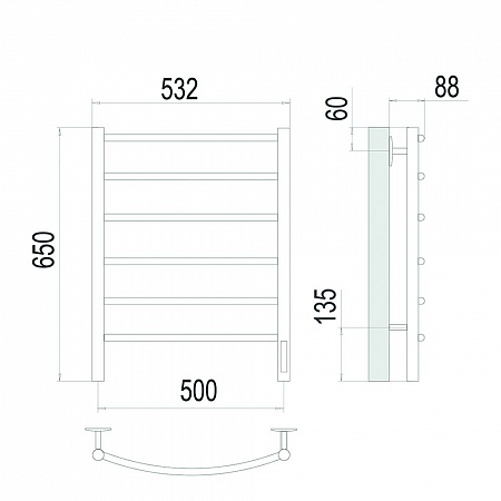 Классик П6 500х650 Электро (quick touch) Полотенцесушитель TERMINUS Сатин Озёрск - фото 4