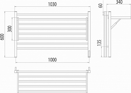 Горизонт П8 1000х600 электро КС ЧЕРНЫЙ МУАР (sensor quick touch) Полотенцесушитель TERMINUS Озёрск - фото 5