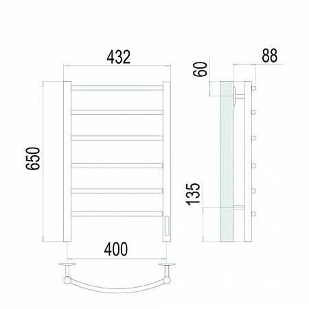 Классик П6 400х650 Электро (quick touch) Полотенцесушитель TERMINUS Сатин Озёрск - фото 4